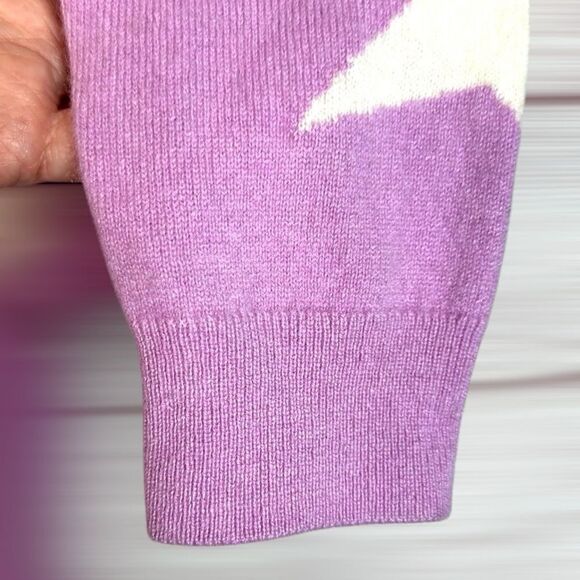 Talbots Cashmere Crewneck Sweater Star Print Lilac Soft Luxury size S Excellent - Picture 7 of 9